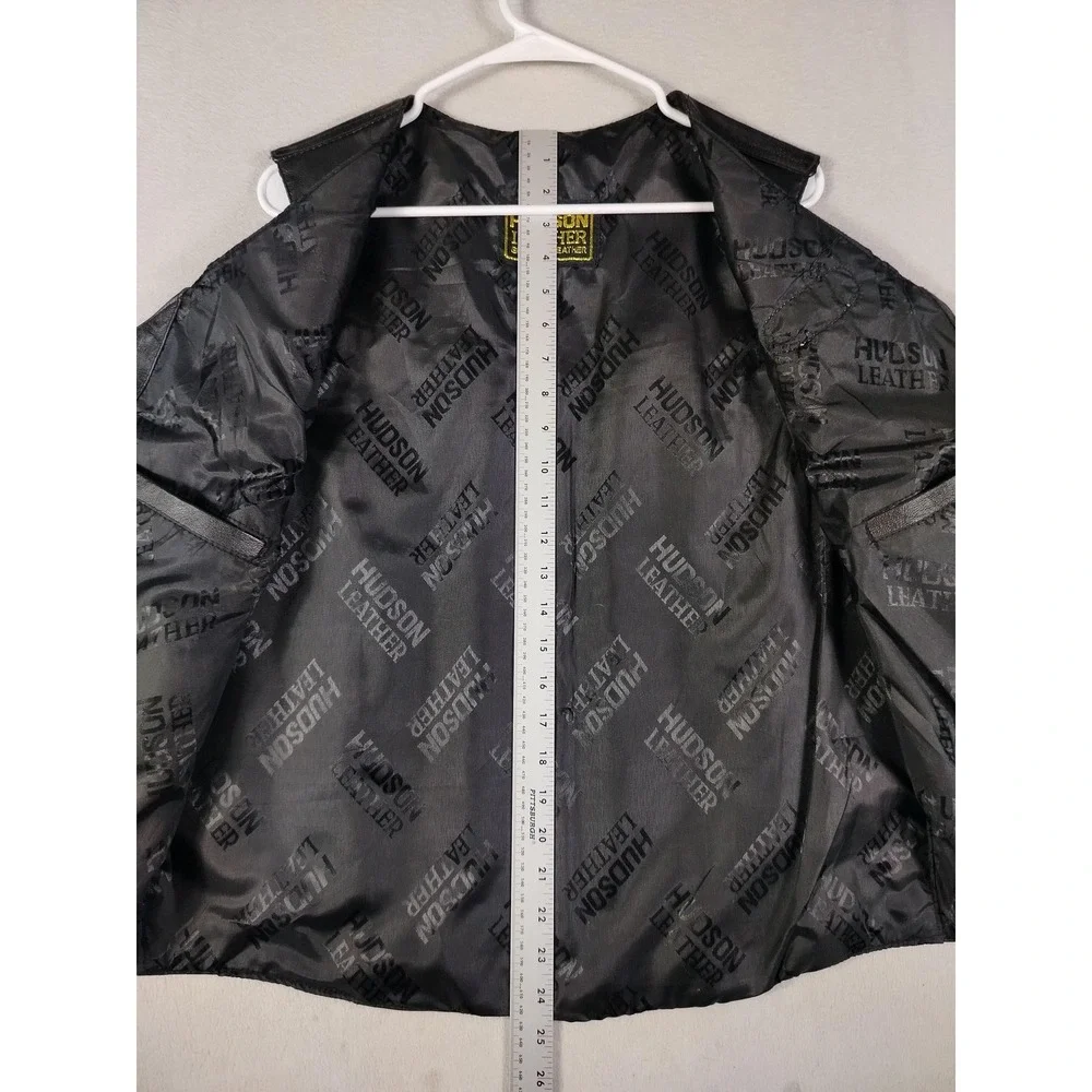 Vintage Hudson Leather Vest Mens XL Black Bikecore Hand Painted Chief Motorcycle